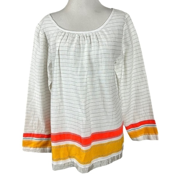 Lemlem Resort Gauze Cotton Top Small Striped Blouse Hand Weaved in Ethiopia - Picture 1 of 10